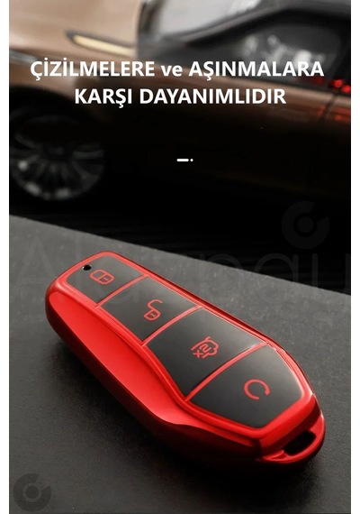 Byd Atto 3 Seal U Anahtar Parlak Tpu Anahtar Kılıfı Kırmızı- 1 Adet
