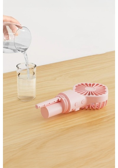 Taşınabililir Su Hazneli Mini Usb Şarjlı 3 Kademeli Askılı El Vantilatör Fan Soğutucu F4 Pembe