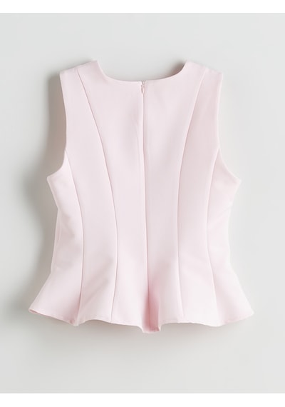 Lcw Vision Pembe Bisiklet Yaka Peplum Bluz