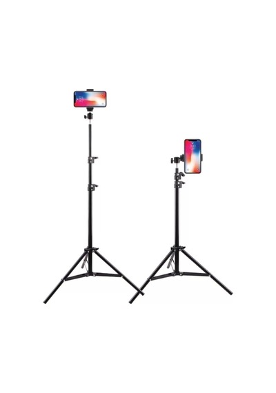 Tripod 2.1 Mt 360 Döner Başlıklı Telefon Tutucu Ring Light Metal Işık Stüdyo Lamba Ayağı Diğer
