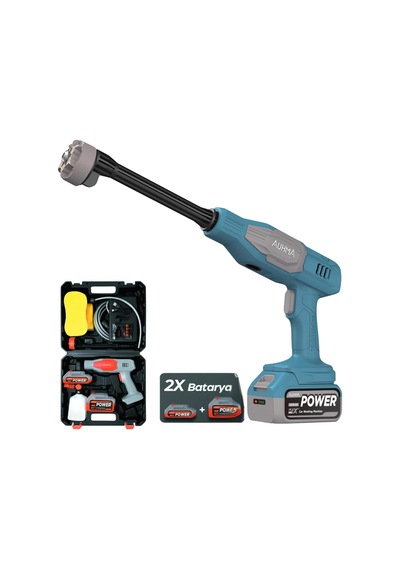Auhma Acr07m Reel 203psı Çift Akülü Yeni Nesil Motor 12 Parça Profesyonel Oto Yıkama Tabancası