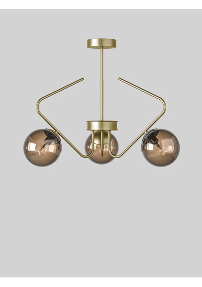Lunor Eskitme Metal Bal Rengi Cam Küre Başlıklı Modern 3'lü Avize