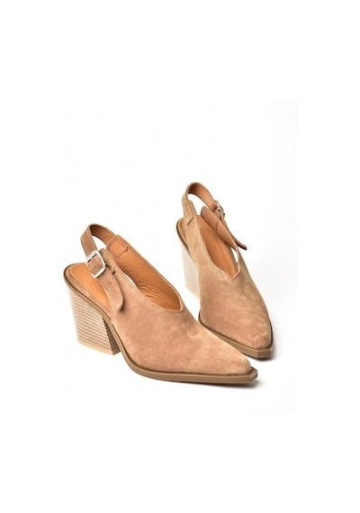 Fox Shoes U654304202 Vizon Hakiki Deri Süet Western Topuklu Ayakkabı