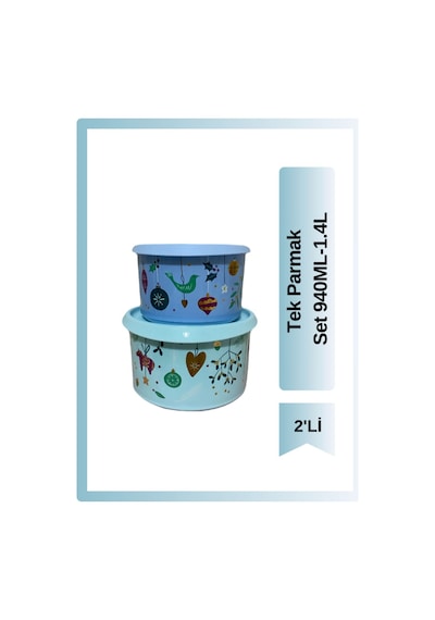 Tek Parmak Yılbaşı 2'li Set 940ml, 1.4l Mavi