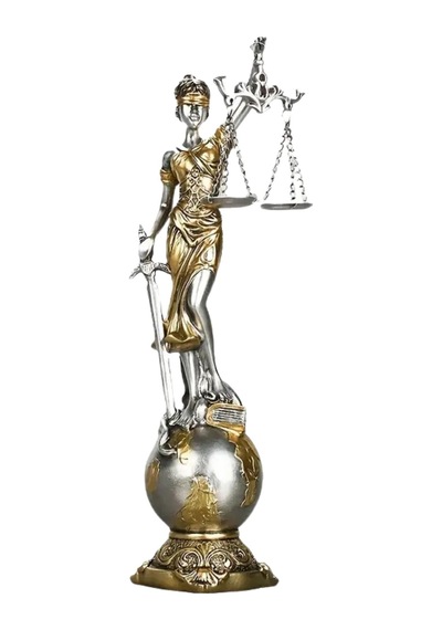 Themis Adalet Terazisi Heykeli Ve Dünya Biblo Gümüş 24cm
