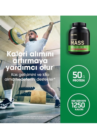 On Optimum Nutrition Serious Mass Çilek Aromalı 2.73kg 8 Servis Ahududu
