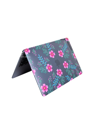 Apple Uyumlu MacBook Pro Kılıf 13 İnç M1-m2, Flower01nl Type-c'li Model A2338 A2289 A2251 A1706-08 A1989 A2159 İle Pembe Mavi