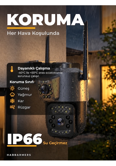 6mp Wifi Çift Lensli Ptz Güvenlik Kamerası Hareket Takibi Gece Görüşü Uzaktan İzleme İki Yönlü Ses Dış Mekan Kamera
