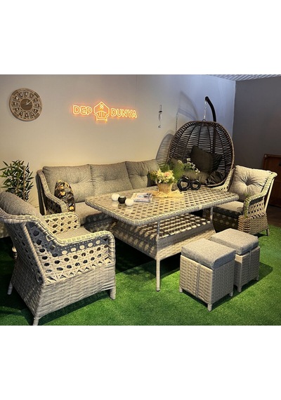 Depodunya Lumar Rattan Bahçe Mobilyası Bahçe Takımı Oturma Grubu 3'lü - 7 Kişilik Bahçe Takımı Cappuccino Depodunya Lumar Rattan Bahçe Mobilyası Bahçe Takımı Oturma Grubu 3'lü - 7 Kişilik Bahçe Takımı Cappuccino