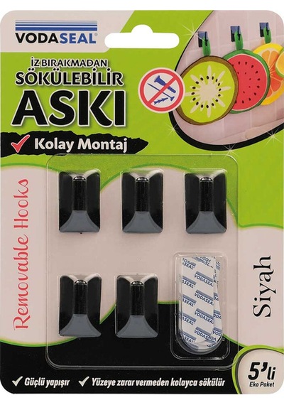 3 Adet Vodaseal Sökülebilir Askı 5'li Siyah