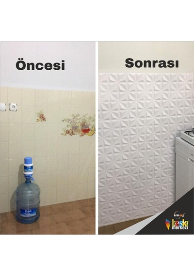 Mutfak Beyaz Taş Tezgah Arası Kendinden Yapışkanlı Folyo Kaplama 60 Cmx 100 Cm