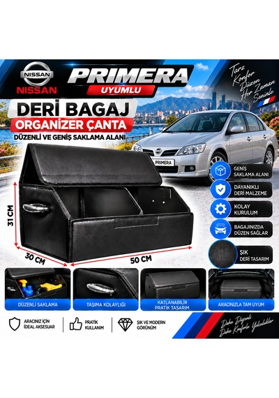 Nissan Primera Uyumlu Oto Bagaj Organizeri Deri Bagaj Kutu Çanta 1