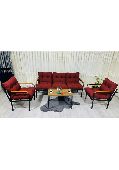 Madame Home Begonvil Balkon, Bahçe - Metal Kanepe Koltuk Takımı 3+1+1 + Sehpa Bordo Madame Home Begonvil Balkon, Bahçe - Metal Kanepe Koltuk Takımı 3+1+1 + Sehpa Bordo