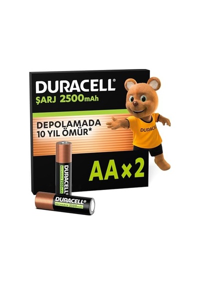 Duracell Şarj Edilebilir Aa Kalem Pil 2'li Paket , 2500 Mah Nimh, Önceden Sarj Edilmiş, Şarj Edilebilir Pilimiz