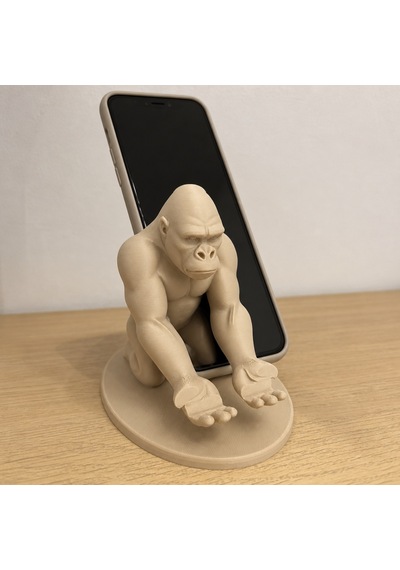 3d Baskı Goril Telefon Tutucu - Kaslı Goril Masaüstü Telefon Standı-bej Diğer