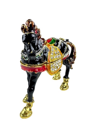 Düz At Biblo 7,5 7,5 CM Siyah Gold Taş Detaylı