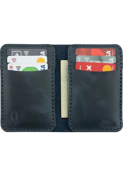 Twingold İsme Özel Dikey Mini Cüzdan - %100 Rainbow Deri - A010005 - Lacivert Lacivert