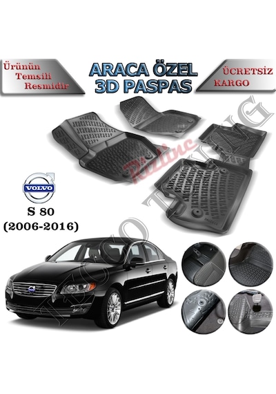 Rizline Volvo S80 2006-2016 3D Havuzlu Paspas