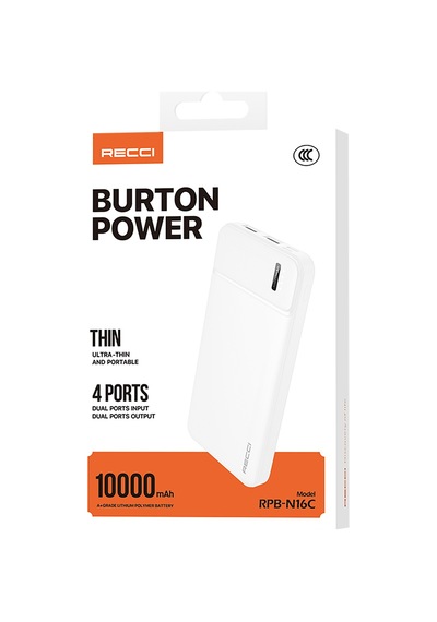 Recci Rpb-n16c Ultra İnce Hızlı Şarj Özellikli Led Işık Göstergeli Wireless Powerbank 10000mah Beyaz Beyaz