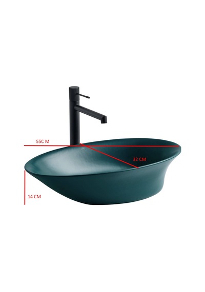 Lena - Tezgah Üstü Porselen Lavabo Yeşil Outlet - Eh-4610my- Diğer