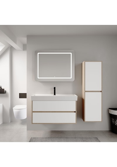 Denko Forever 45 Cm Beyaz Banyo Çamaşır Boy Dolabı Antrasit Denko Forever 45 Cm Beyaz Banyo Çamaşır Boy Dolabı Antrasit
