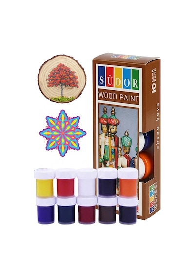Ahşap Boyası 10 Renk 20ml 1 Paket Südor 10 Lu Ahşap Boya Yüksek Kapatıcılık Canlı Renkle Hızlı Kuruma Mdf Biblo Hobi