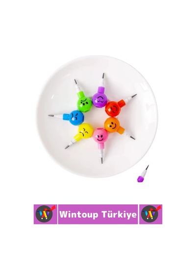 Eğlenceli Çocuk İlgi Çekici Okul Değiştirilebilir Uçlu Sevimli Emojili Yumurtlayan Kalem 4 Adet Çok Renkli