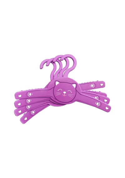 Gondol Çocuk Elbise Askısı Kedi Desen 4lü Plastik Pembe Diğer