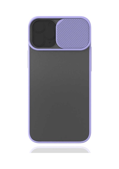 Kilifone - Apple Uyumlu iPhone 12 Mini - Kılıf Slayt Sürgülü Arkası Buzlu Lensi Kapak - Lila