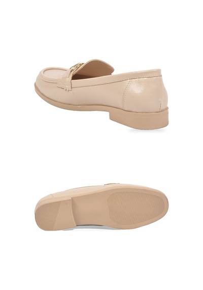Pierre Cardin Tokalı Şık Rahat Loafer Ayakkabı Kadın Bej Parlak Klasik Casual Ayakkabı Pc-56058 Bej-parlak