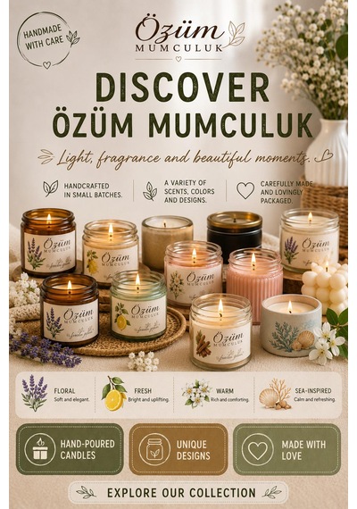 El Yapımı Kokulu Amber Kavanoz Mum Beyaz