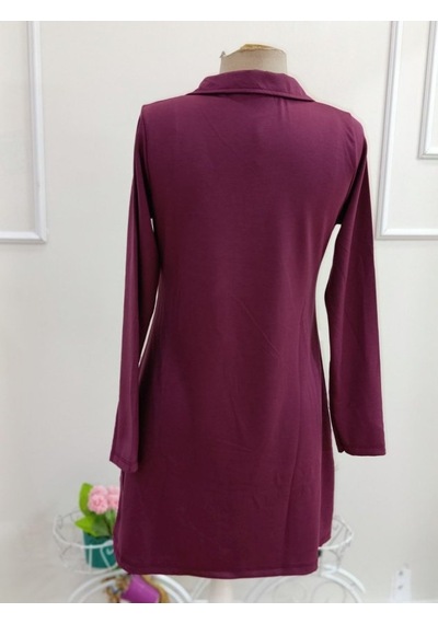 Bhrwear Kadın Uzun Kollu Yakalı Kısa Modal Elbise Renkli