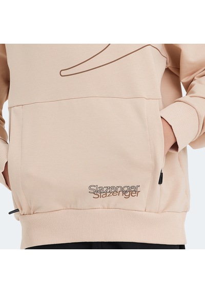 Slazenger LINK Çocuk Kapüşonlu Cepli Camel Sweatshirt
