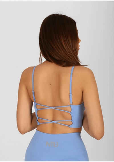 Nature The Brand Ntb Sırt Dekolteli Seamless Sporcu Sütyeni, Bra,fitness, Yoga, Pilates, Antrenman, Spor Bra Bebe Mavisi