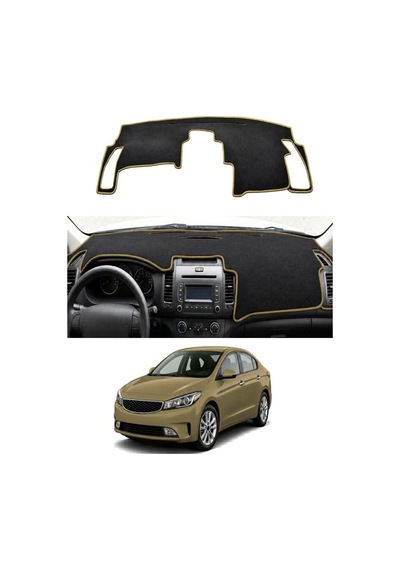 Kia - Cerato 2012+ Uyumlu Torpido Koruma Kılıfı - Taba Şeritli