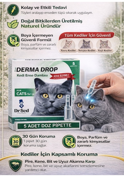 Dr. Sed Derma Drop Kedi Deri Bakım Damlası 5 x 1 G Dr. Sed Derma Drop Kedi Deri Bakım Damlası 5 x 1 G