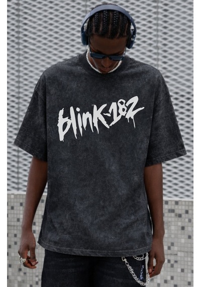 Sevbano Tasarım Blink-182 Rock Metal Müzik Grubu Baskılı Unisex Oversize Siyah