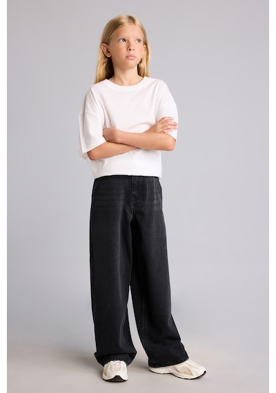 Defacto Baggy Fıt Jean Pantolon Kız Çocuk I1879a826aunm40 Siyah-nm40
