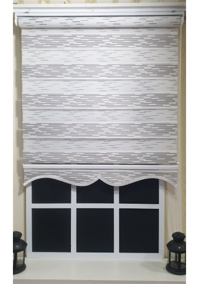 Zebra Stor Perde Efektli Etek Dilimli St 033 Ekru