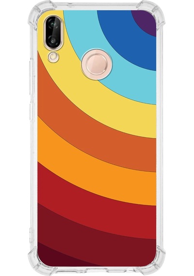 Huawei P20 Lite Uyumlu Köşe Korumalı Renk Cümbüşü A Tasarımlı Şeffaf Silikon Kılıf
