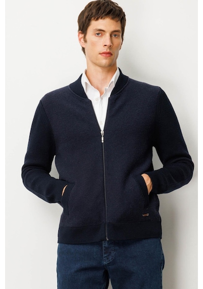 Jack & Jones Erkek Hakim Yaka Önü Keçe Triko Mont Desen Lacivert