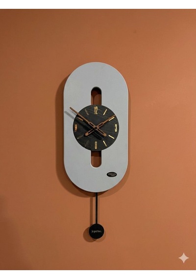 Rio Dekoratif Duvar Saati Ahşap Modern Uzun Model Salon Ofis Saati Ultra Sessiz Mekanizma 26x70 Cm Gri