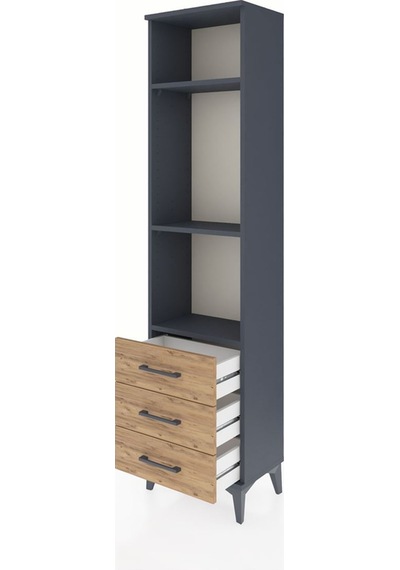 Arges Dolap 3 Raflı 3 Çekmeceli 44x30x182 Antrasit-çam Antrasit