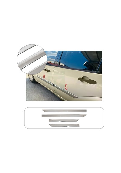 Ford Focus Mk1 Uyumlu 1998-2005 Krom Yan Kapı Çıtası 4 Parça Paslanmaz Çelik