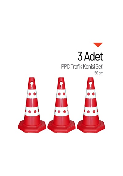 3 Adet Ppc Trafik Konisi 50 Cm Trafik Dubası Seti-3534