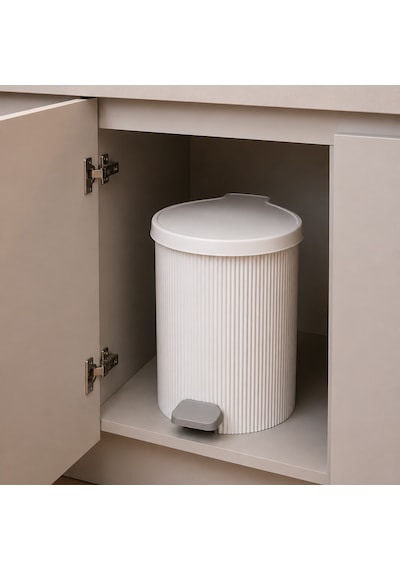 Porsima 0706-1 Still Beyaz 10 Litre Pedallı İç Kovalı Yuvarlak Banyo & Mutfak Çöp Kovası Yok