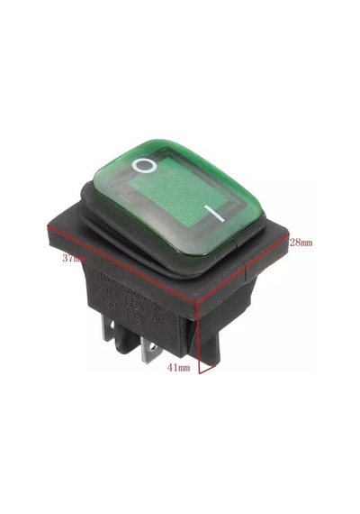 Ic-104W Geniş Körüklü Işıklı Yeşil Anahtar On-Off 4 Uçlu 220V 10 Adet