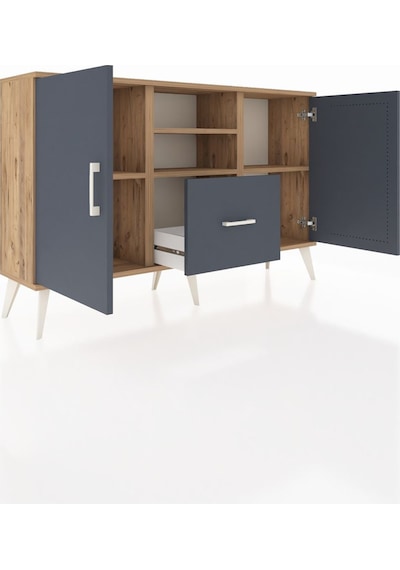 Arges Konsol 4 Raflı Tek Çekmeceli 2 Kapaklı 132x30x83 Çam-antrasit/antrasit Antrasit/antrasit Arges Konsol 4 Raflı Tek Çekmeceli 2 Kapaklı 132x30x83 Çam-antrasit/antrasit Antrasit/antrasit