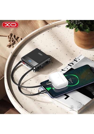 Pr224 38.5w Pd Hızlı Dahili Type-c Usb-c / Lightning Usb-a 3 Çıkış Ekranlı 10000 Mah Powerbank Siyah