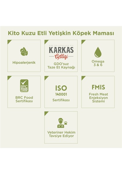 Kito Kuzu Etli Yetişkin Köpek Maması 15 KG + Kito Fresh Somon Etli Köpek Yemeği 6'lı